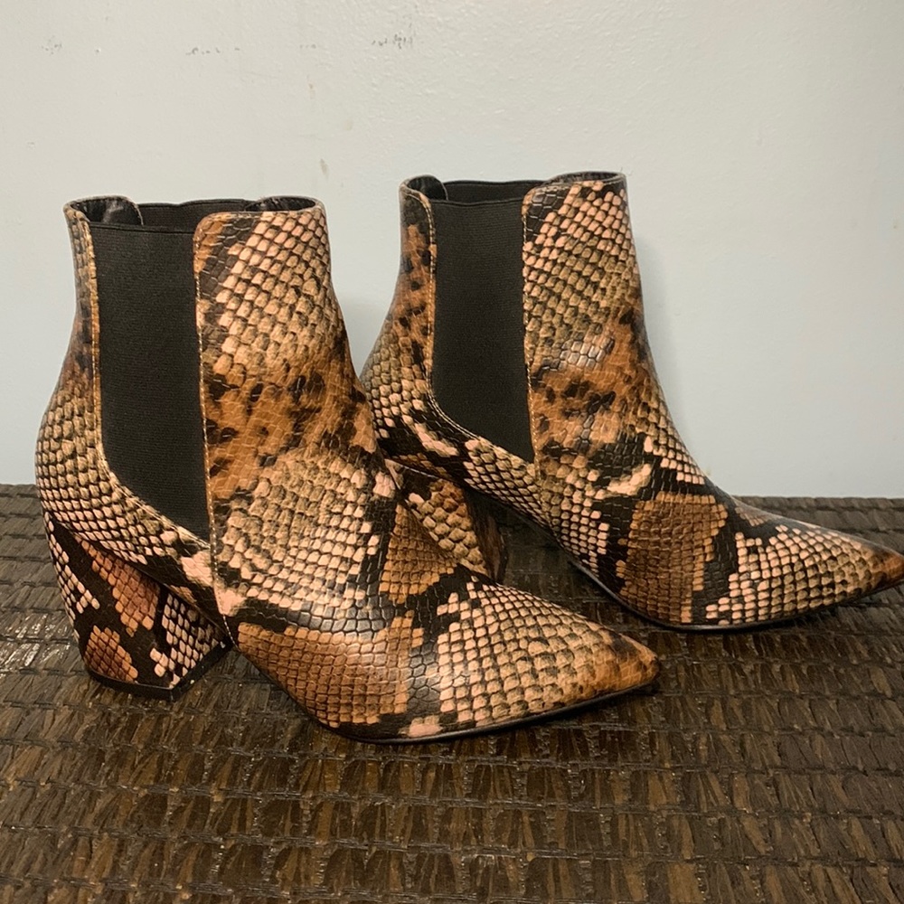 Snake print ankle boots